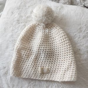 Cream White Knit Ugg Winter Pom Pom Toque Hat